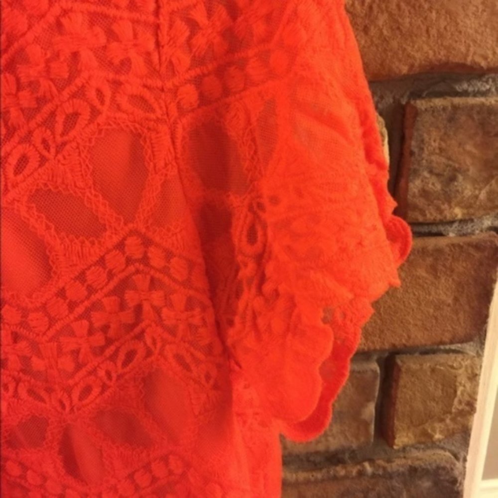 Zara Basic Collection Orange Lace Lined Dress - image 6